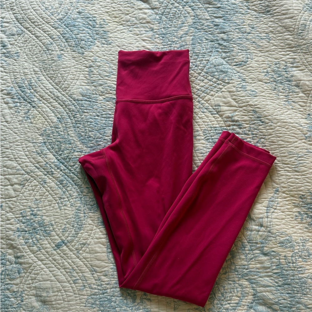Pink Lululemon Wunder Train Leggings 25”